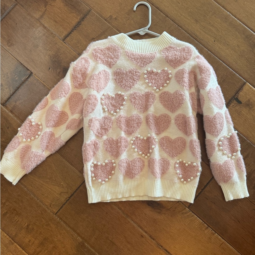 Heart sweater for Valentine’s Day! Super soft and warm.